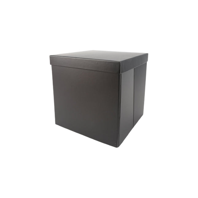 9"x 9" x 9" Collapsable Gift Box w/ Removable Lid | Metallic Matte Black LaRibbons and Crafts