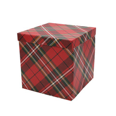 9" x 9" x 9" Collapsable Holiday Gift Box w/ Removable Lid | "Plaid" LaRibbons and Crafts