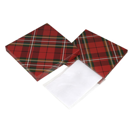 Red plaid collapsable gift box with removable lid, ideal for gift wrapping and organization, bringing a traditional holiday aesthetic.