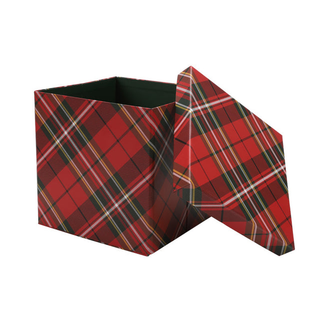 9" x 9" x 9" Collapsable Holiday Gift Box w/ Removable Lid | "Plaid" LaRibbons and Crafts