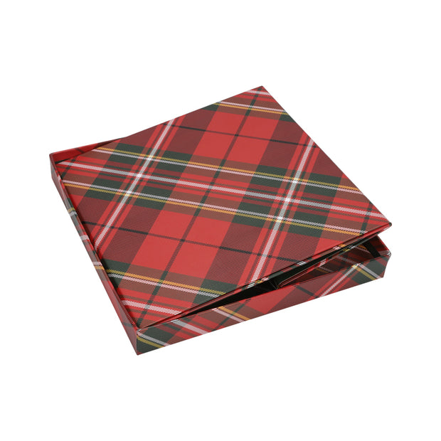 9" x 9" x 9" Collapsable Holiday Gift Box w/ Removable Lid | "Plaid"
