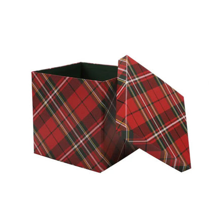 9" x 9" x 9" Collapsable Holiday Gift Box w/ Removable Lid | "Plaid" LaRibbons and Crafts