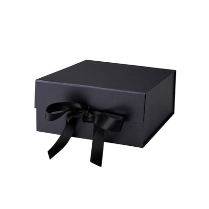 8" x 8" x 4" Collapsible Magnetic Gift Box with a Satin Ribbon- Black LaRibbons and Crafts