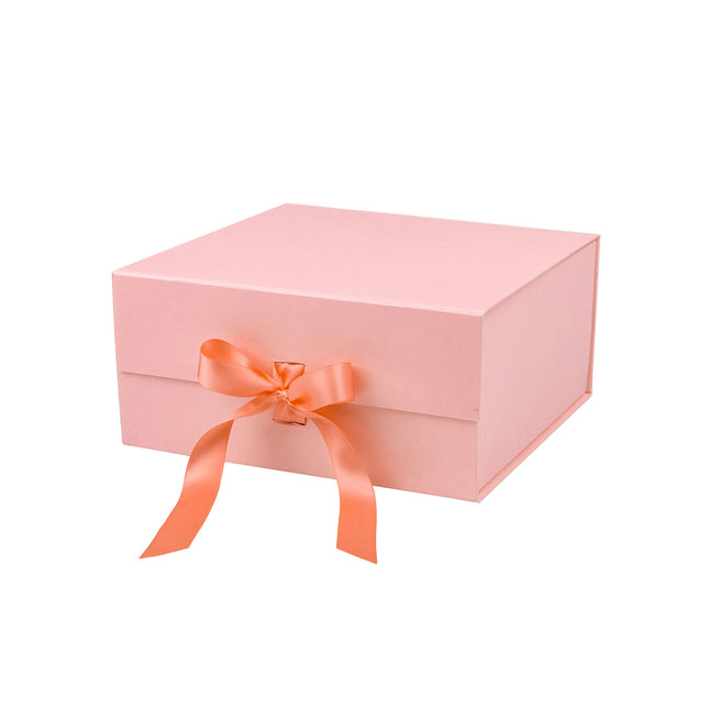 8" x 8" x 4" Collapsible Magnetic Gift Box with a Satin Ribbon- Pink LaRibbons and Crafts