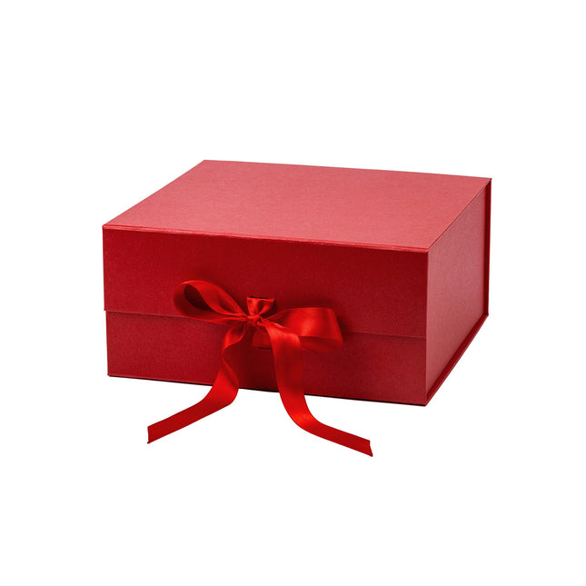 8" x 8" x 4" Collapsible Magnetic Gift Box with a Satin Ribbon- Red LaRibbons and Crafts