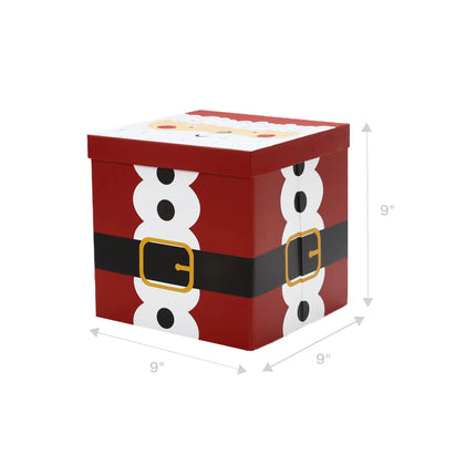 9" x 9" x 9" Santa Christmas Gift Box – Red with Festive Santa Suit Design, Ideal for Holiday Gifting, Decor, & Festive Storage Solutions