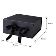8" x 8" x 4" Collapsible Magnetic Gift Box with a Satin Ribbon- Black