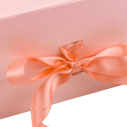 8" x 8" x 4" Collapsible Magnetic Gift Box with a Satin Ribbon- Pink LaRibbons and Crafts