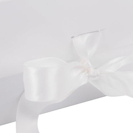 8" x 8" x 4" Collapsible Magnetic Gift Box with a Satin Ribbon- White LaRibbons and Crafts