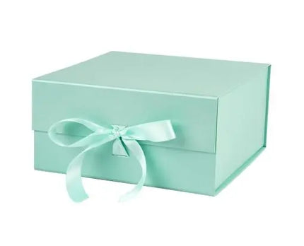 8" x 8" x 4" Collapsable Gift Box w/ Satin Ribbon & Magnetic Square Flap Lid (3-pack) | Mint LaRibbons and Crafts