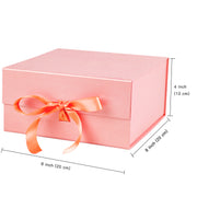 8" x 8" x 4" Collapsable Gift Box w/ Satin Ribbon & Magnetic Square Flap Lid (3-pack) | Pink