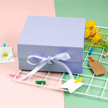 8" x 8" x 4" Collapsable Gift Box w/ Satin Ribbon & Magnetic Square Flap Lid (3-pack) | Taro LaRibbons and Crafts