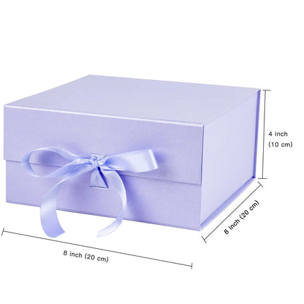 8" x 8" x 4" Collapsable Gift Box w/ Satin Ribbon & Magnetic Square Flap Lid (3-pack) | Taro LaRibbons and Crafts