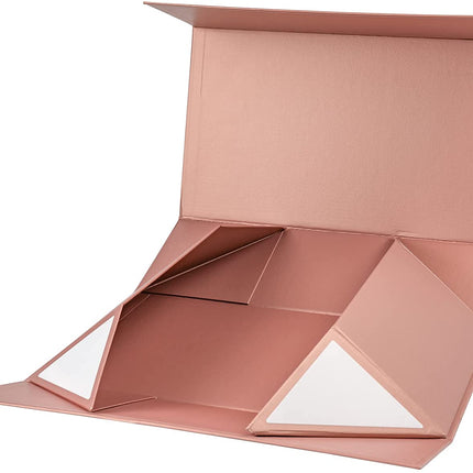 14" X 9" X 4.3" Collapsible Gift Box with Magnetic Closure - Rose Gold LaRibbons and Crafts