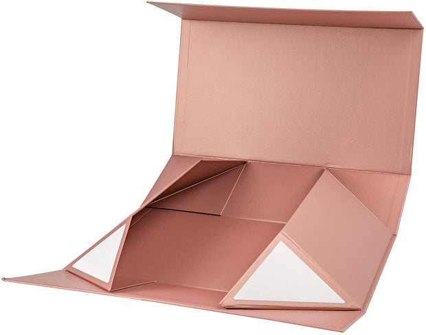 14" X 9" X 4.3" Collapsible Gift Box with Magnetic Closure - Rose Gold