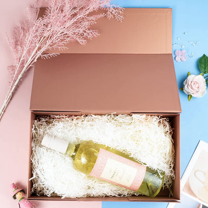 14" X 9" X 4.3" Collapsible Gift Box with Magnetic Closure - Rose Gold LaRibbons and Crafts