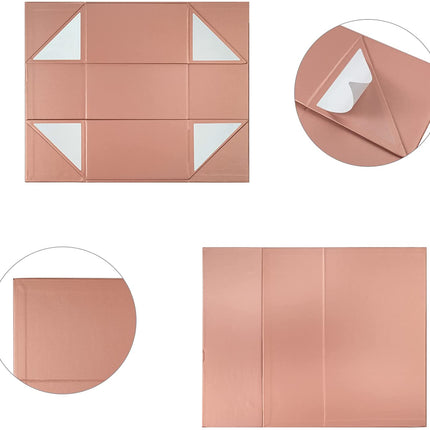 14" X 9" X 4.3" Collapsible Gift Box with Magnetic Closure - Rose Gold LaRibbons and Crafts