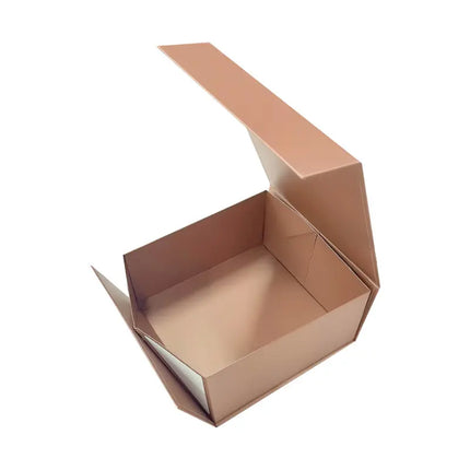 8" x 8" x 4" Collapsable Gift Box w/ 2-pcs White Tissue Paper & Magnetic Square Flap Lid | Rose Gold LaRibbons and Crafts