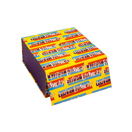 8" x 8" x 4" Colorful Happy Birthday Collapsible Magnetic Gift Box - 2 Pcs Tissue Paper LaRibbons and Crafts