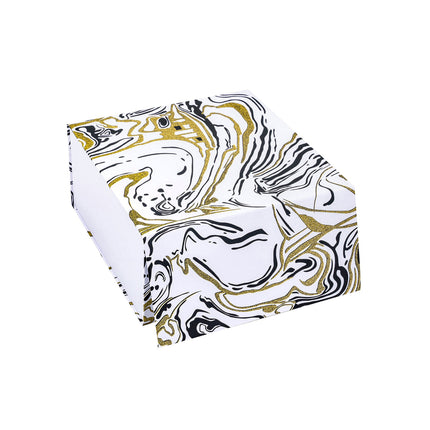 8" x 8" x 4" Collapsible Gift Box w/ 2-pcs White Tissue Paper & Magnetic Square Flap Lid | Glitter Marble LaRibbons and Crafts