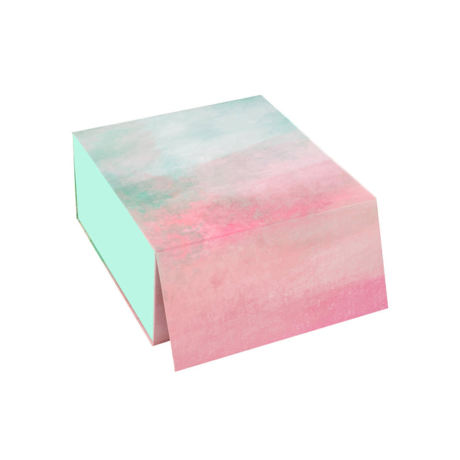 8" x 8" x 4" Gradient Color Collapsible Magnetic Gift Box - 2 Pcs Tissue Paper LaRibbons and Crafts