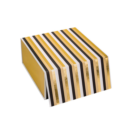 8" x 8" x 4" Classic Stripes Collapsible Magnetic Gift Box - 2 Pcs Tissue Paper LaRibbons and Crafts
