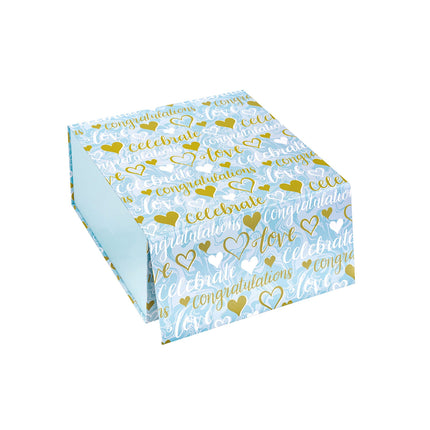 8" x 8" x 4" Loving Hearts with Love Lettering Collapsible Magnetic Gift Box - 2 Pcs Tissue Paper LaRibbons and Crafts