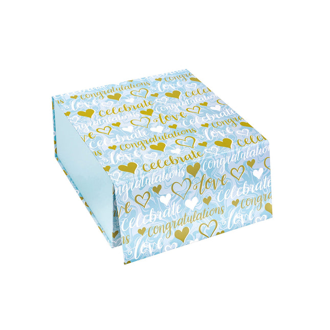 8" x 8" x 4" Loving Hearts with Love Lettering Collapsible Magnetic Gift Box - 2 Pcs Tissue Paper LaRibbons and Crafts