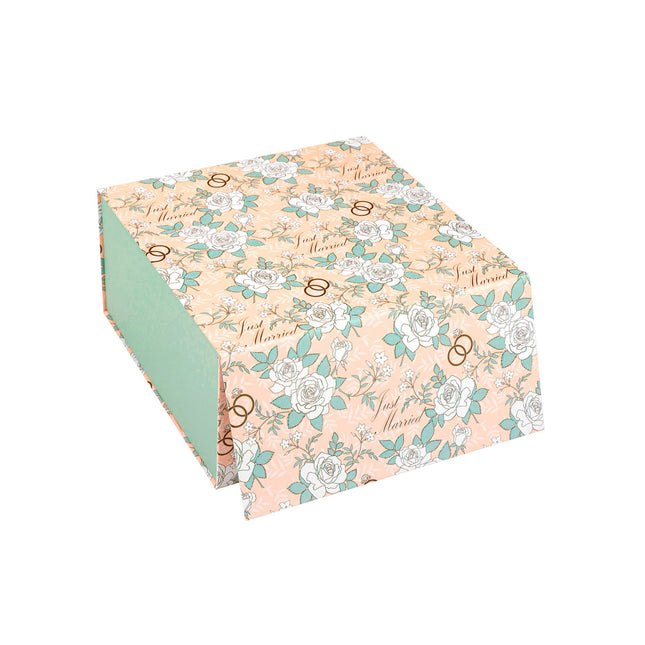 8" x 8" x 4" Collapsable Gift Box w/ 2-pcs White Tissue Paper & Magnetic Square Flap Lid | Wedding Rings LaRibbons and Crafts