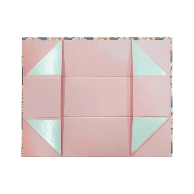 13" x 3.7" x 3.7" Collapsable Gift Box w/ Magnetic Square Flap Lid | Black w/ Rose LaRibbons and Crafts