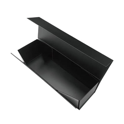 13" x 3.7" x 3.7" Collapsable Gift Box w/ Magnetic Square Flap Lid | Black LaRibbons and Crafts