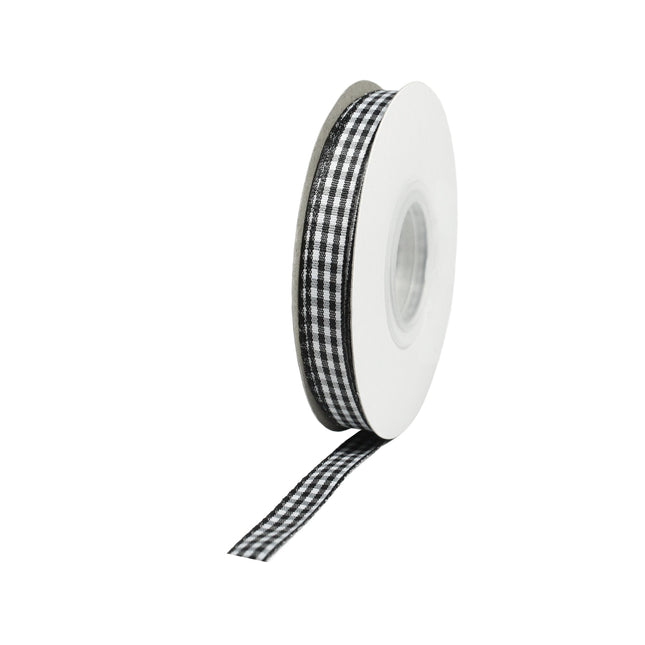 3/8" Gingham Check Ribbon | Black (030)/White (029) | 25 Yard Roll LaRibbons and Crafts