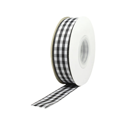 7/8" Gingham Check Ribbon | Black (030)/White (029) | 25 Yard Roll LaRibbons and Crafts