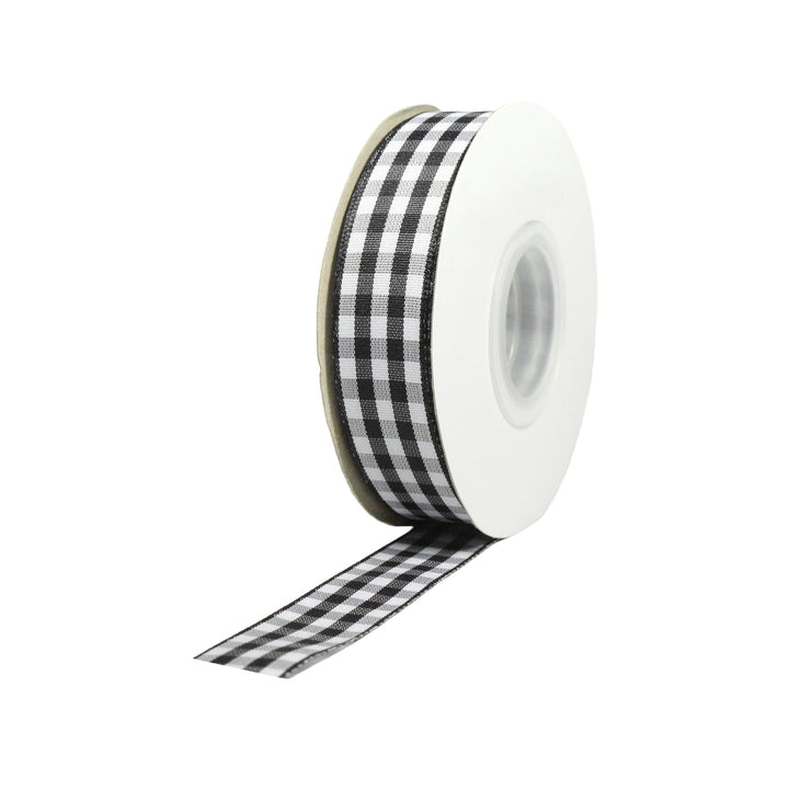 7/8" Gingham Check Ribbon | Black (030)/White (029) | 25 Yard Roll LaRibbons and Crafts
