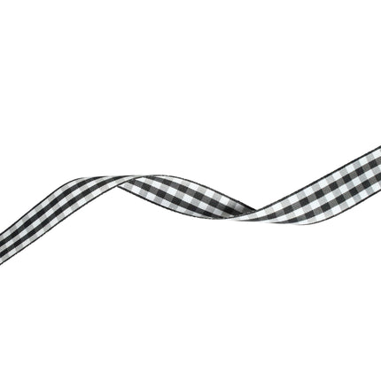 7/8" Gingham Check Ribbon | Black (030)/White (029) | 25 Yard Roll LaRibbons and Crafts