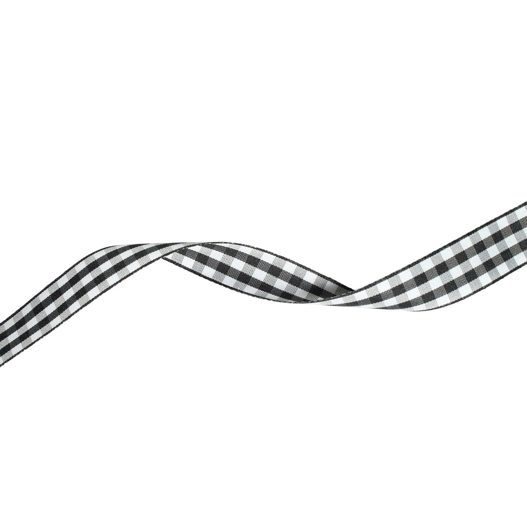 7/8" Gingham Check Ribbon | Black (030)/White (029) | 25 Yard Roll LaRibbons and Crafts
