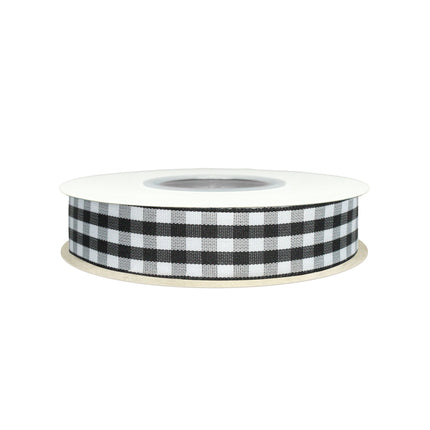 7/8" Gingham Check Ribbon | Black (030)/White (029) | 25 Yard Roll LaRibbons and Crafts