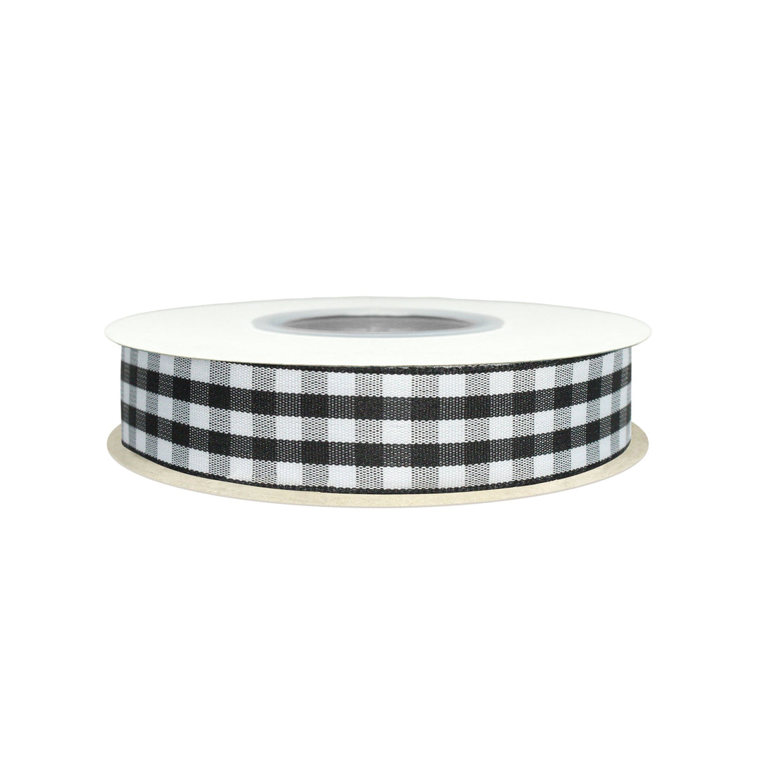 7/8" Gingham Check Ribbon | Black (030)/White (029) | 25 Yard Roll LaRibbons and Crafts