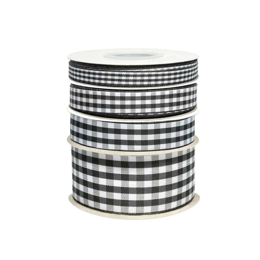7/8" Gingham Check Ribbon | Black (030)/White (029) | 25 Yard Roll LaRibbons and Crafts