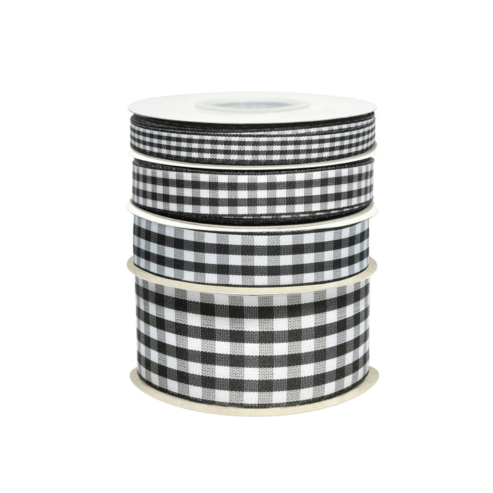 7/8" Gingham Check Ribbon | Black (030)/White (029) | 25 Yard Roll LaRibbons and Crafts