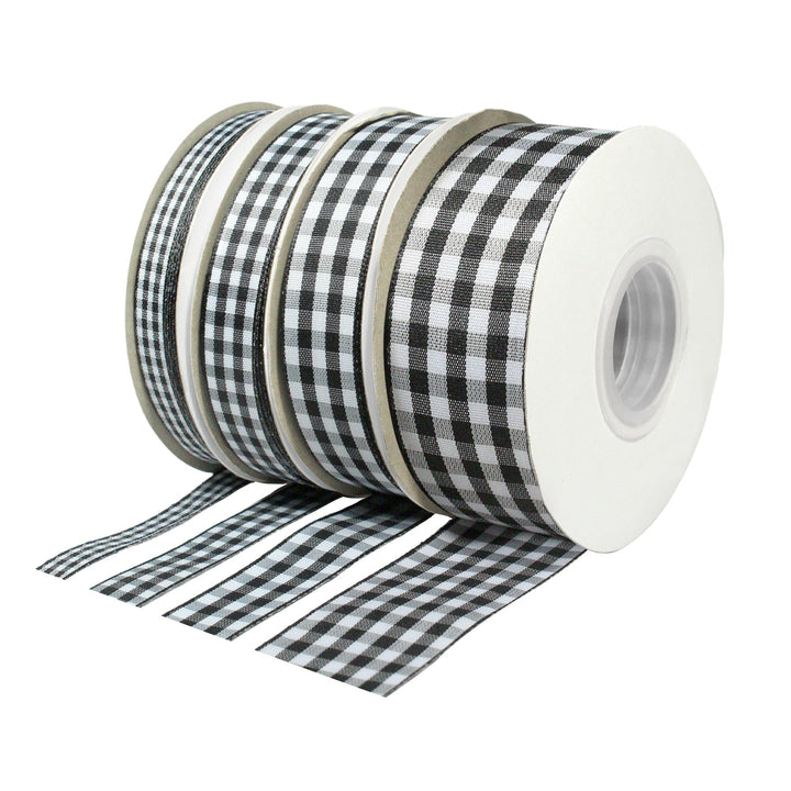 7/8" Gingham Check Ribbon | Black (030)/White (029) | 25 Yard Roll LaRibbons and Crafts