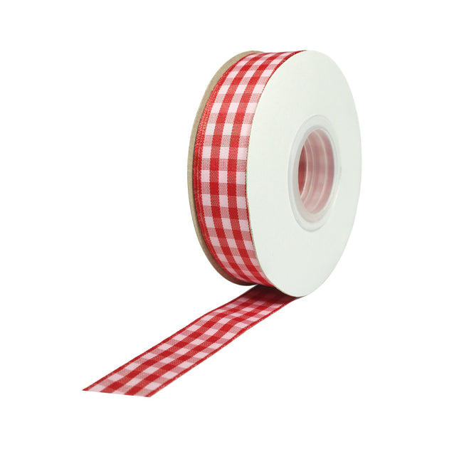7/8" Gingham Check Ribbon | Red/Pink | 25 Yard Roll LaRibbons and Crafts