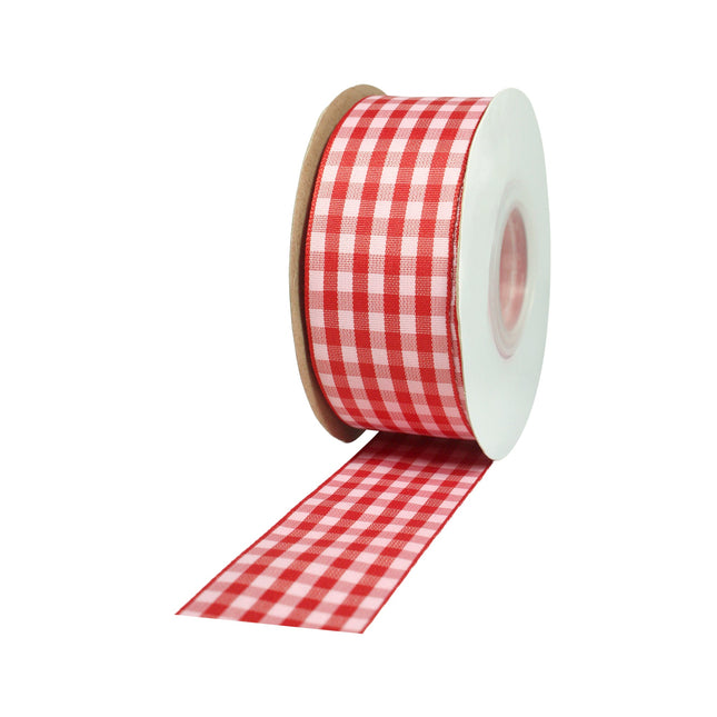 1 1/2" Gingham Check Ribbon | Red/Pink | 25 Yard Roll LaRibbons and Crafts