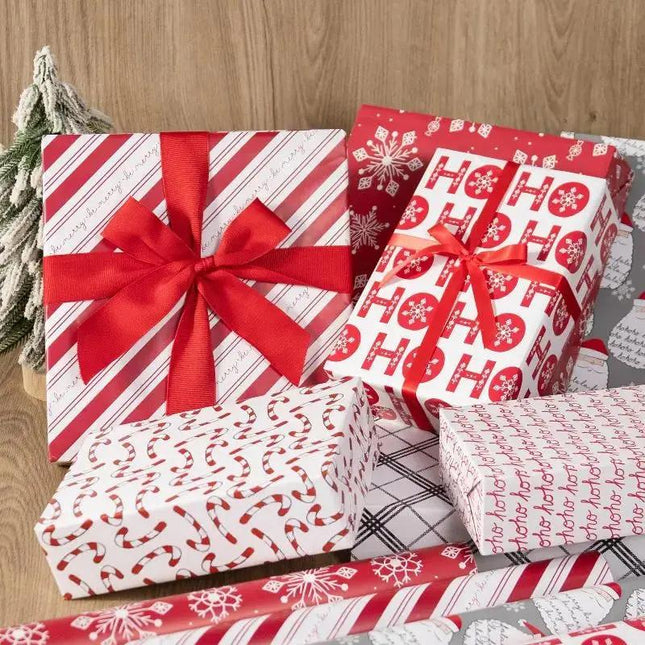 LaRibbons 30" x 10' Christmas Holiday Reversible Gift Wrap Kit | Merry Ho Ho LaRibbons and Crafts