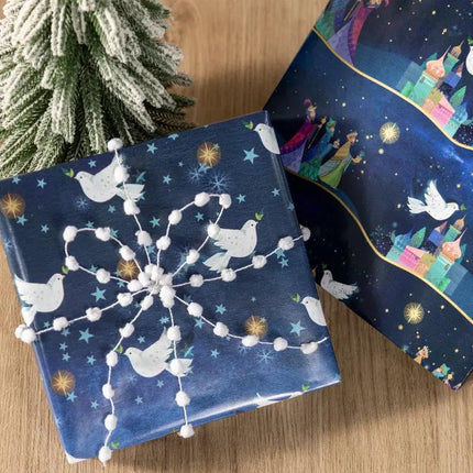 30" x 10' Holiday Wrapping Paper Bundle (4-pack) | Peace on Earth LaRibbons and Crafts