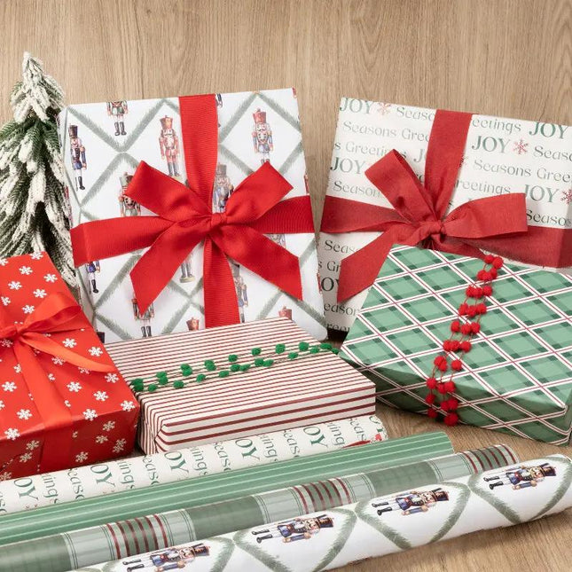 30" x 10' Wrapping Paper Bundle (4-pack) | Northfolk Pine Nutcracker LaRibbons Wholesale
