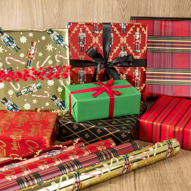 30" x 10' Wrapping Paper Bundle (4-pack) | Ruby Nutcracker LaRibbons Wholesale