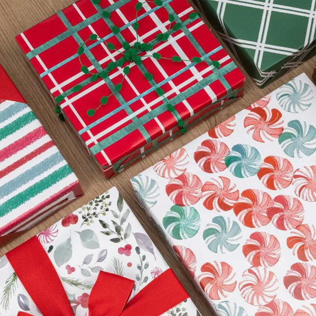 30" x 10' Wrapping Paper Bundle (4-pack) | Watercolor Christmas LaRibbons Wholesale