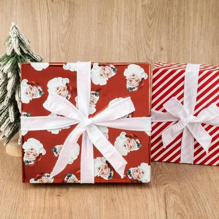 30" x 10' Holiday Giftwrap Ensemble w/ Star Bow & Tags (4-pack) | Vintage Christmas LaRibbons and Crafts