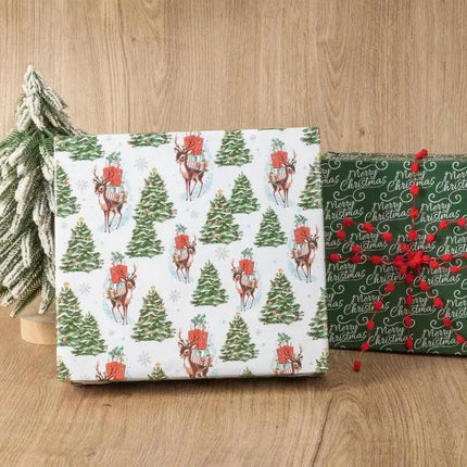 30" x 10' Holiday Giftwrap Ensemble w/ Star Bow & Tags (4-pack) | Vintage Christmas LaRibbons and Crafts